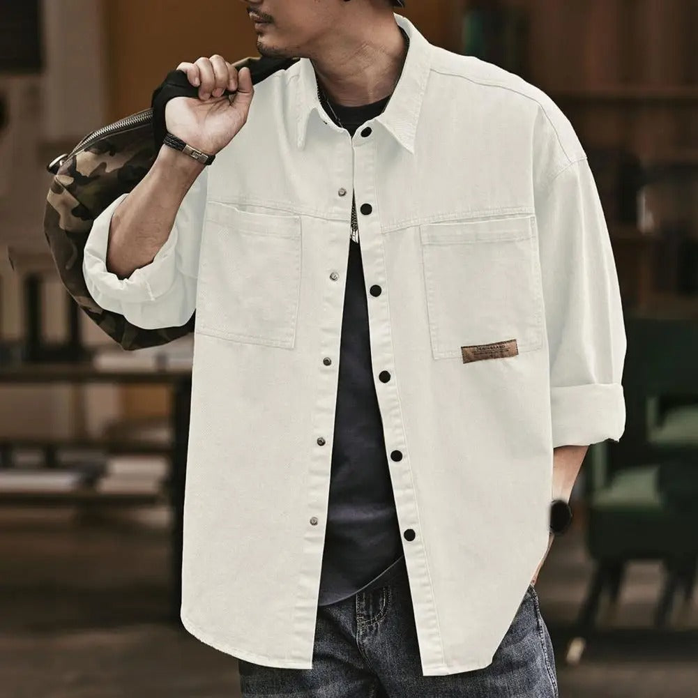 Mens Vintage Button Up Cotton Shirt
