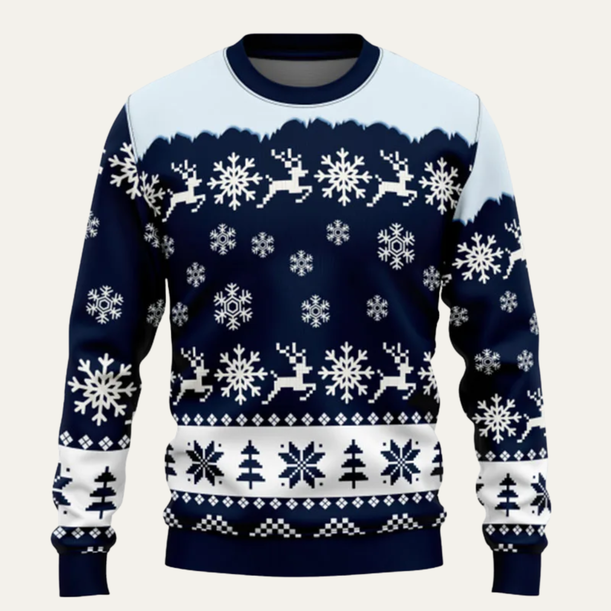 Men's Christmas Sweater Funny Reindeer Snowflake Knit Pullover - Vonnera