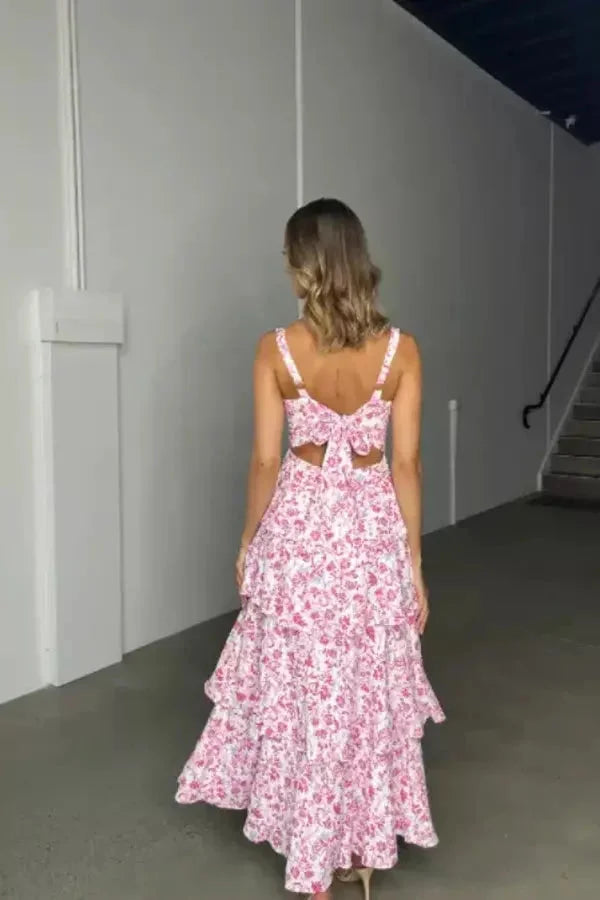 Women's Floral Maxi Dress Silver