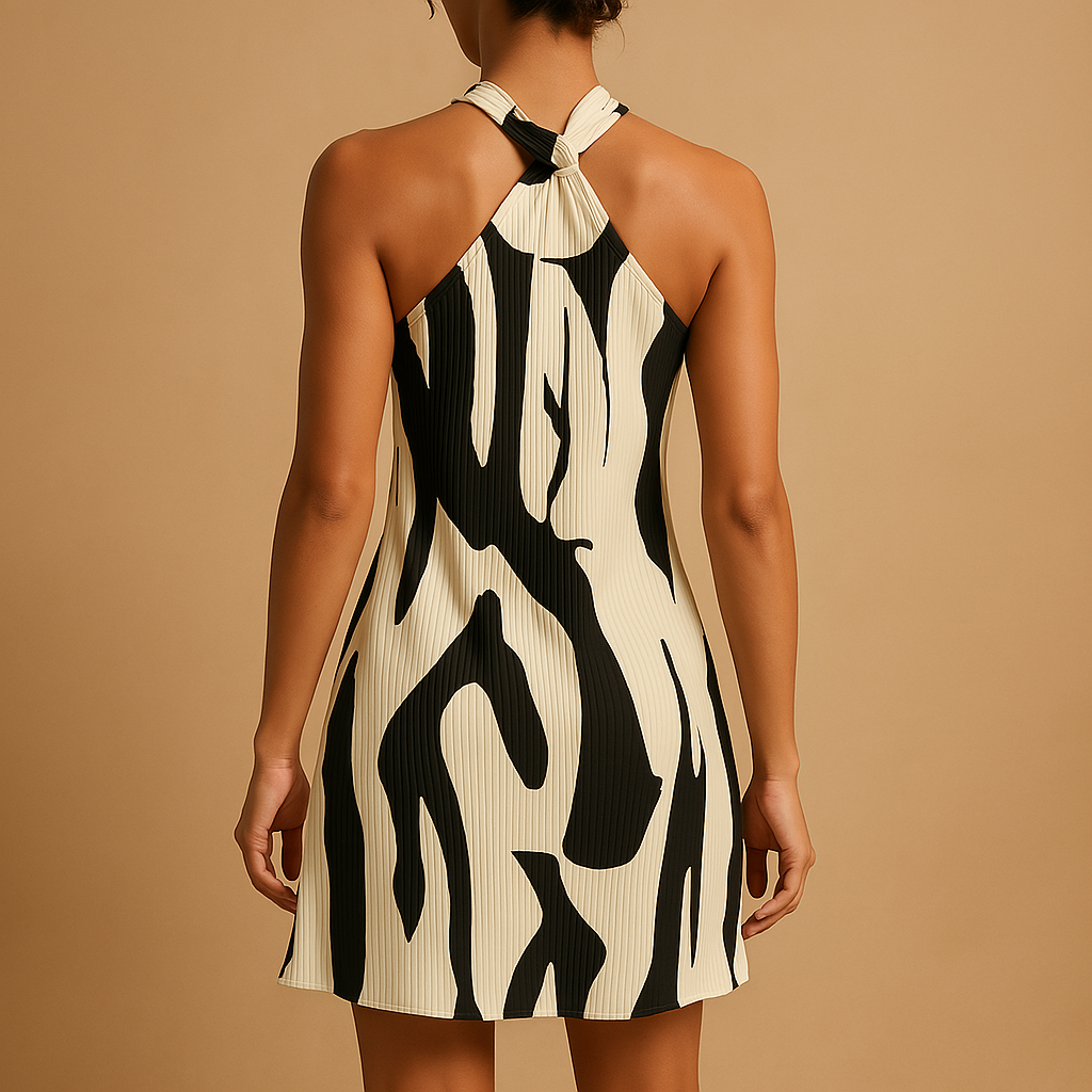 Sleeveless printed summer dress for women with a relaxed flattering fit, ideal for beach days, vacations, and casual summer outings.