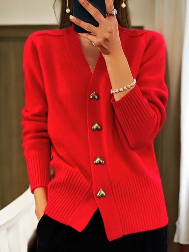 Women's Wool Cardigan Warm Button Front