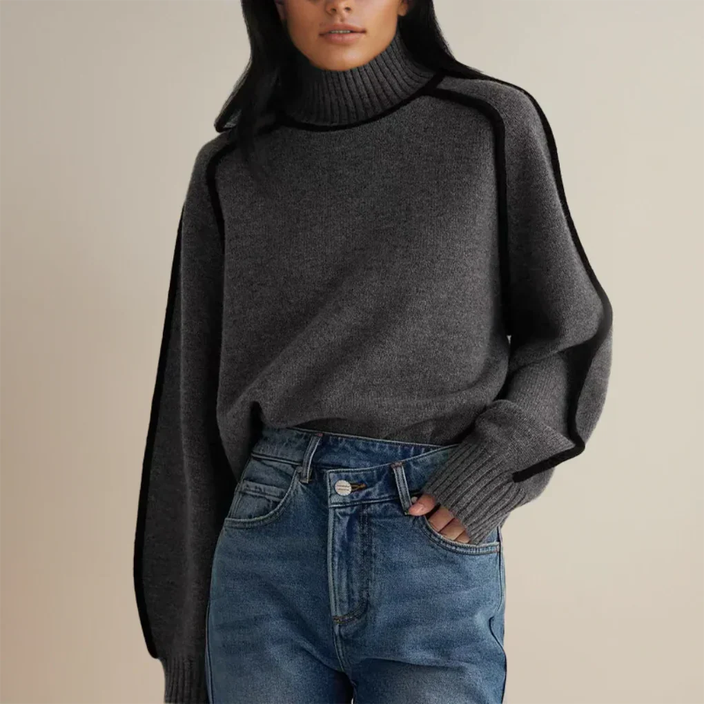 Women's Roll Neck Sweater Warm Winter Wool Blend