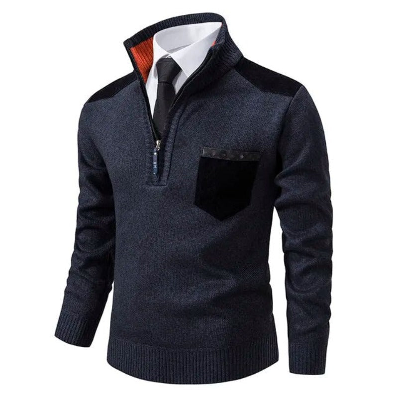 Cashmere Sweater Men's Crew Neck Pocket Beige