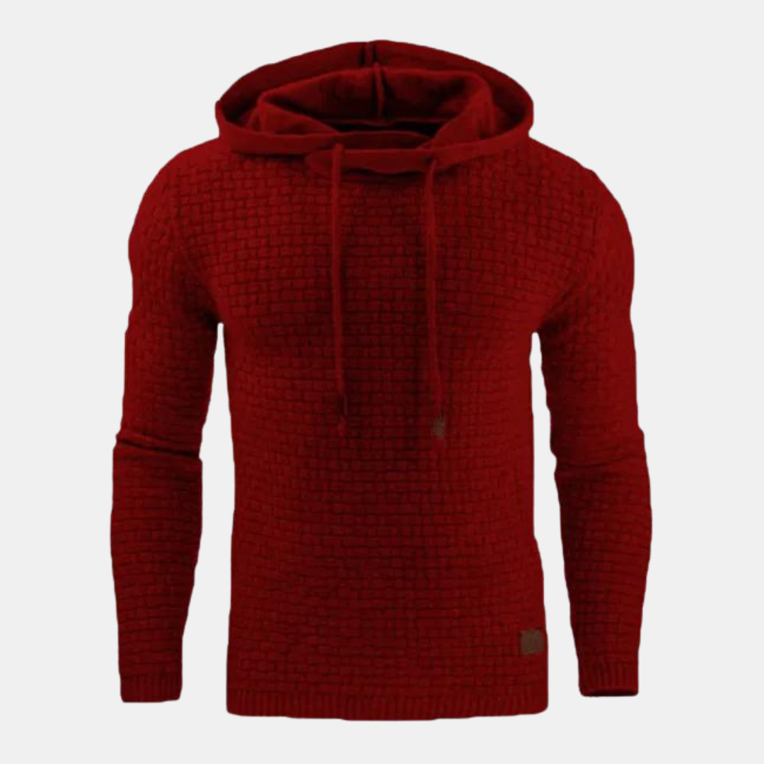 Men's Slim Fit Hoodie Textured Pullover Adjustable Drawstring Grey