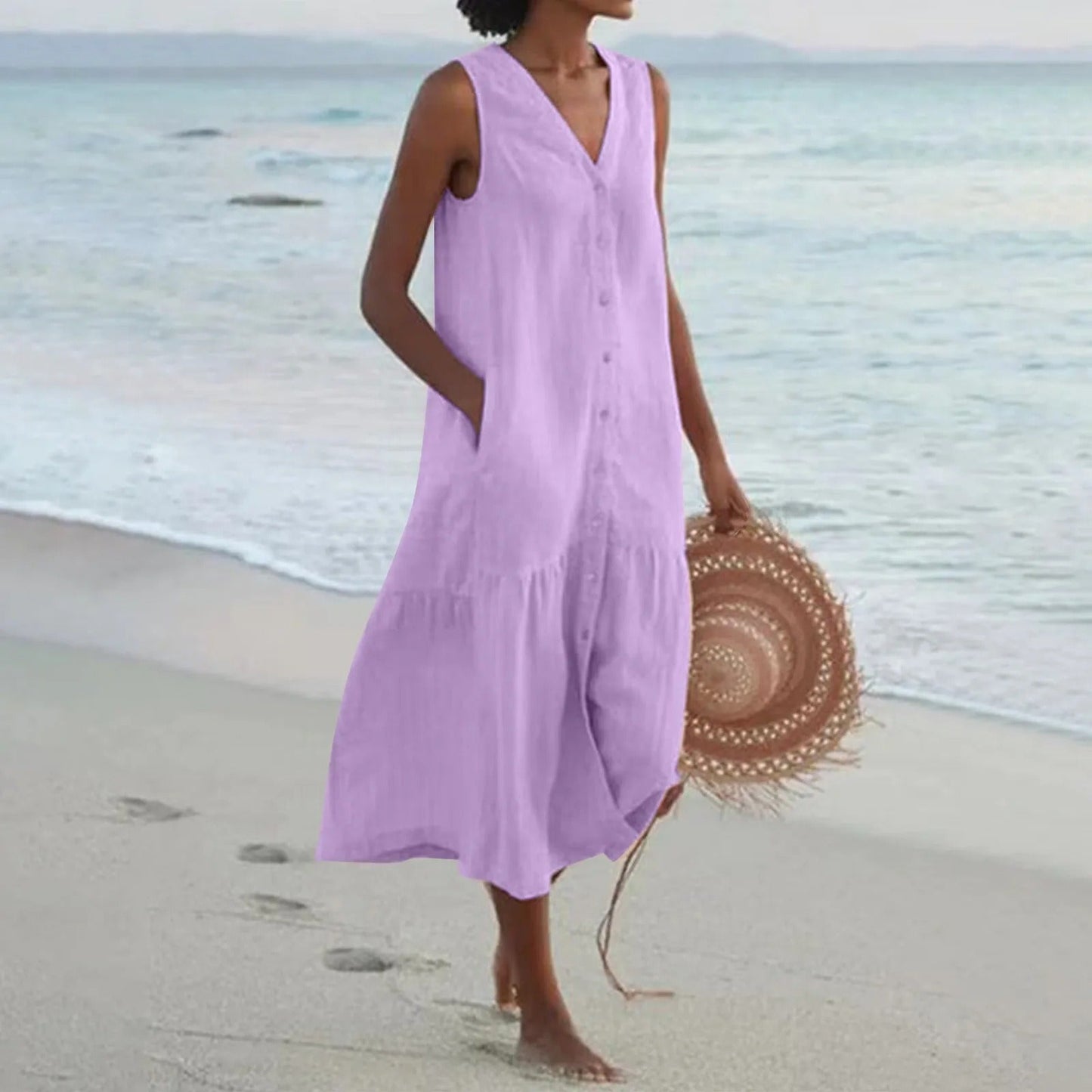 Women's Sleeveless A-Line Midi Dress