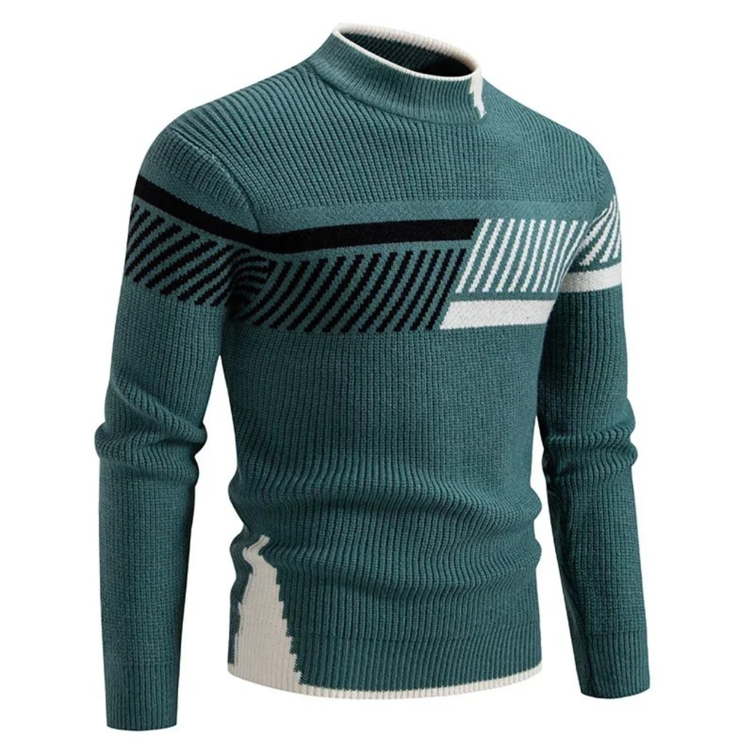Men's Long Sleeve Patchwork Sweater