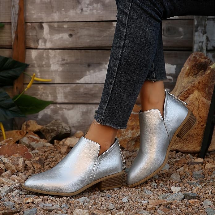 Image of Veronica | Women's V-Cut Pointed Toe Ankle Boots