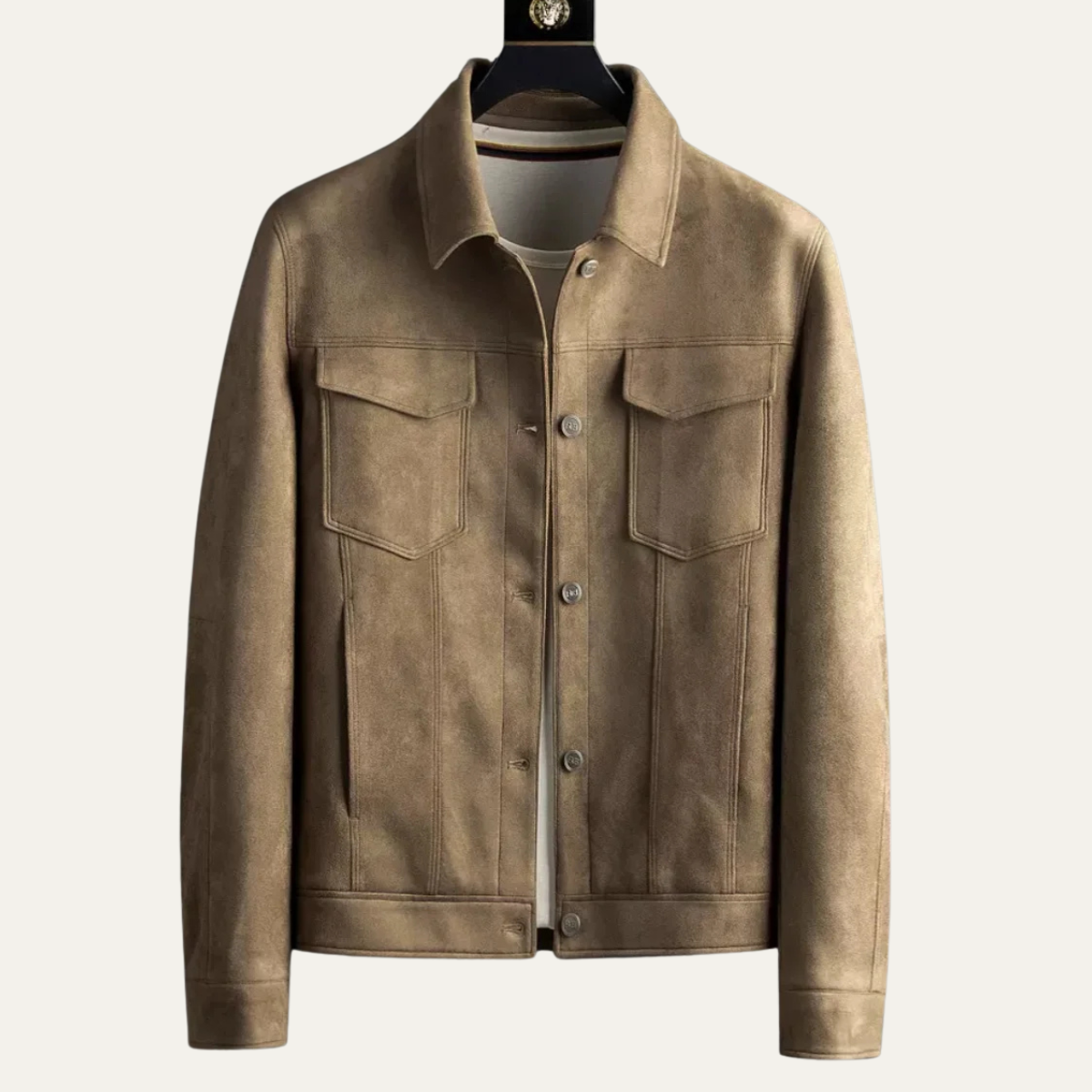 Men's Suede Button Up Jacket Retro Classic