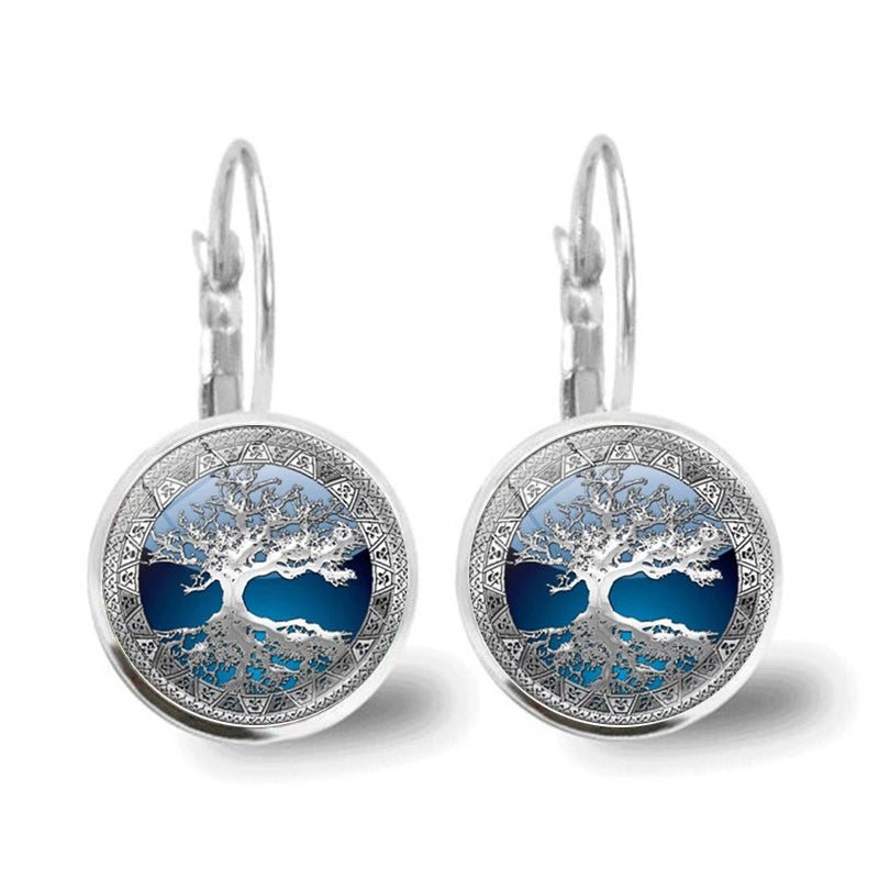 Silver Tree Of Life Hoop Earrings