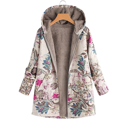 Women's Floral Hooded Long Coat - Vonnera