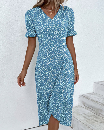 Women's Midi Dress Wrap Skirt Detail