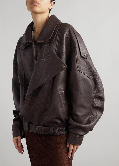 Women's Oversized Bomber Jacket Belted Casual - Vonnera