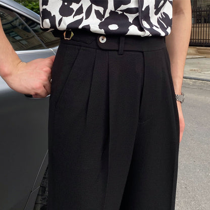 Men's Pleated Cropped Pants
