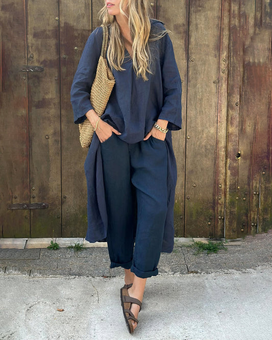 Women's Two Piece Wide Leg Pants Set Loose Fit - Vonnera