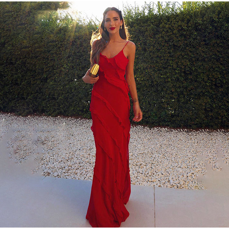 Chic Ruffled Evening Gown for Formal Events