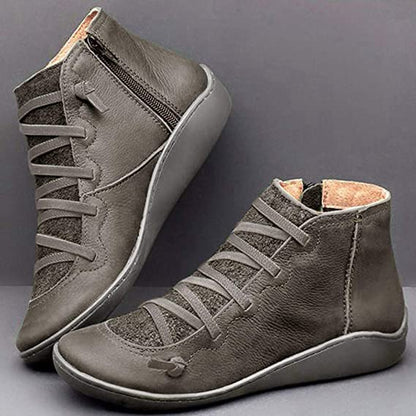 Women's Lace Up Ankle Boots Flat Low Heel