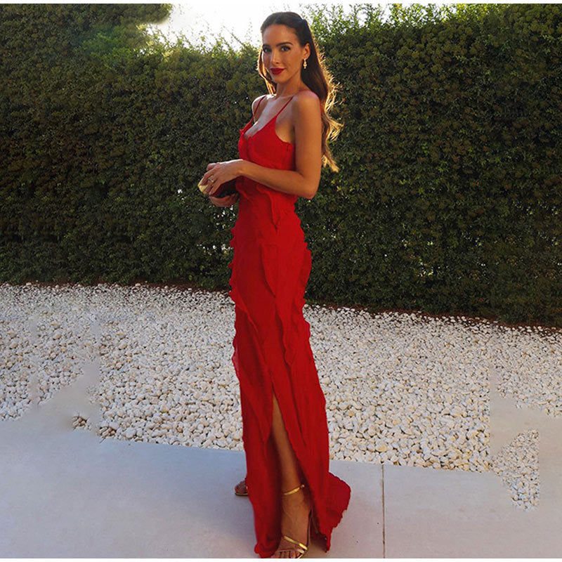 Chic Ruffled Evening Gown for Formal Events