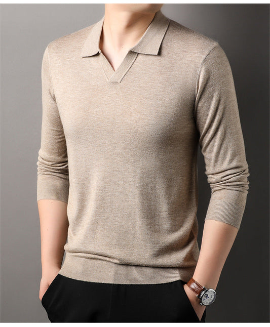 Men's Long Sleeve V-Neck Polo Shirt - Vonnera