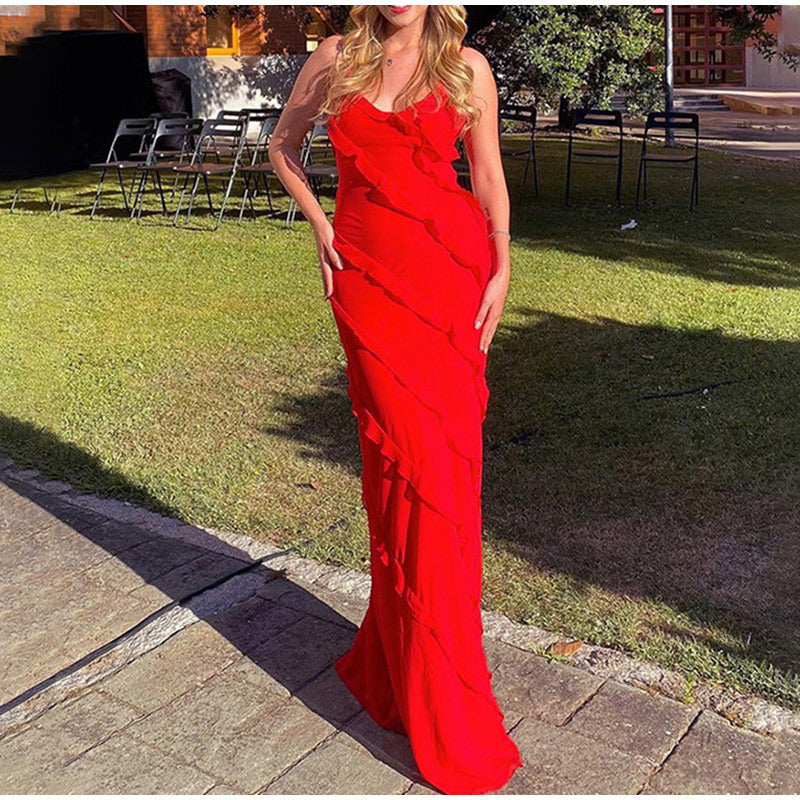 Chic Ruffled Evening Gown for Formal Events