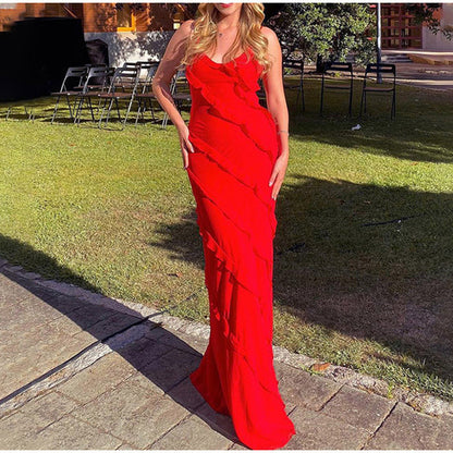 Chic Ruffled Evening Gown for Formal Events