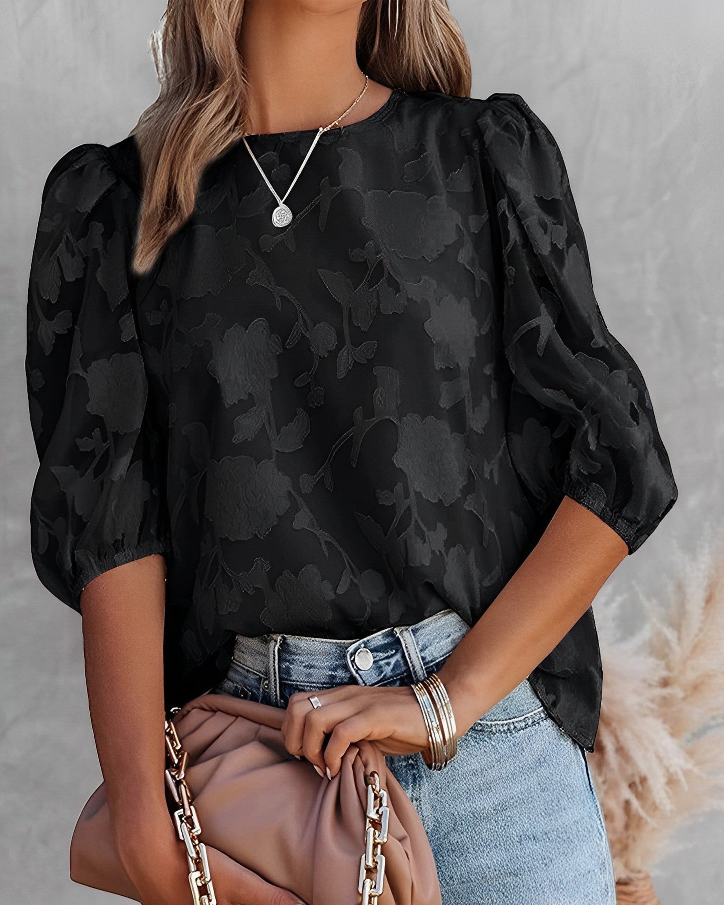 Women's Chiffon Blouse Puff Sleeves