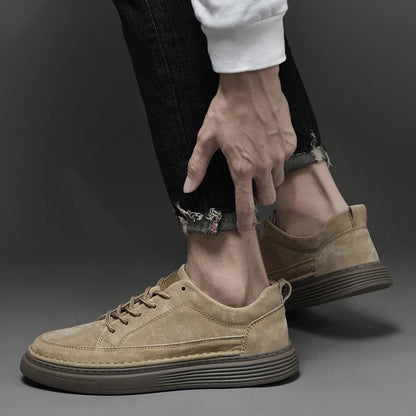 Men's Casual Lace Up Sneakers Contrast Sole Brown