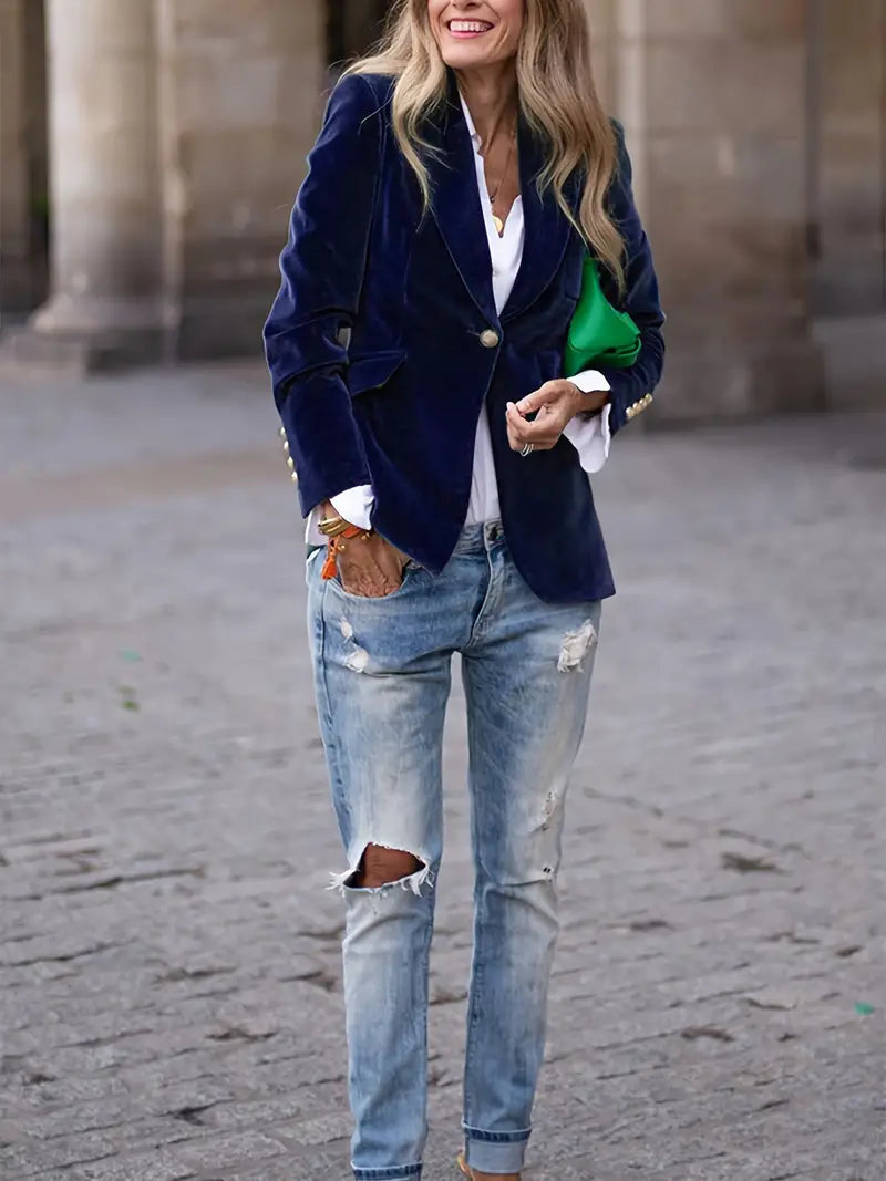 Women's Velvet Blazer Elegant Black