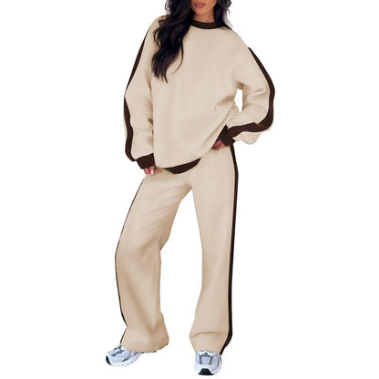 Women's Two Piece Set Round Neck Sleeves Pants