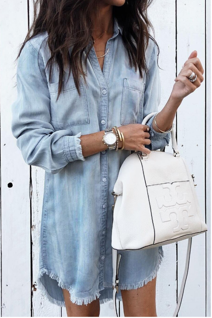 Women's Long Sleeve Casual Shirt Dress - Vonnera