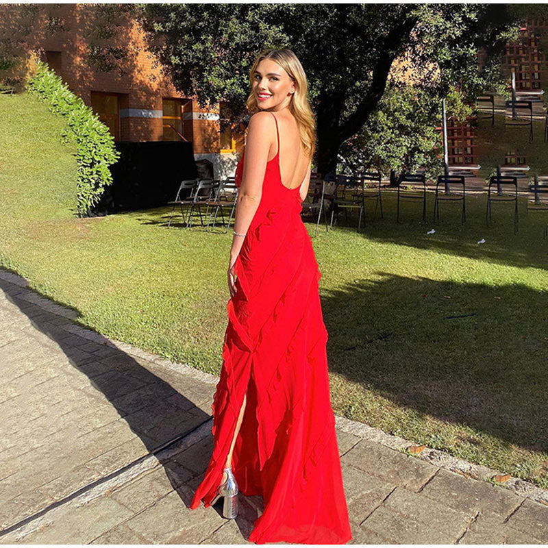 Chic Ruffled Evening Gown for Formal Events