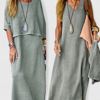 Women's Maxi Dress Set Two-Piece Short Sleeve