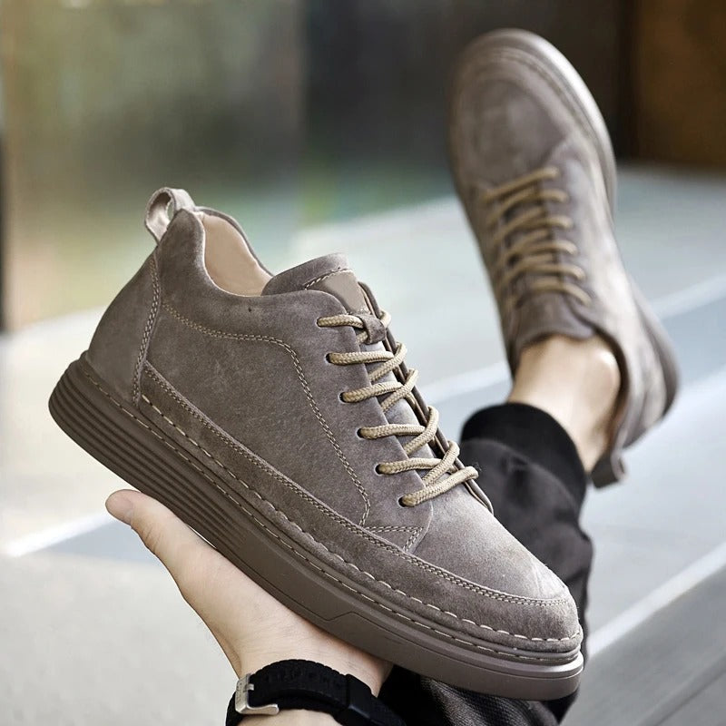 Men's Casual Lace Up Sneakers Contrast Sole Brown