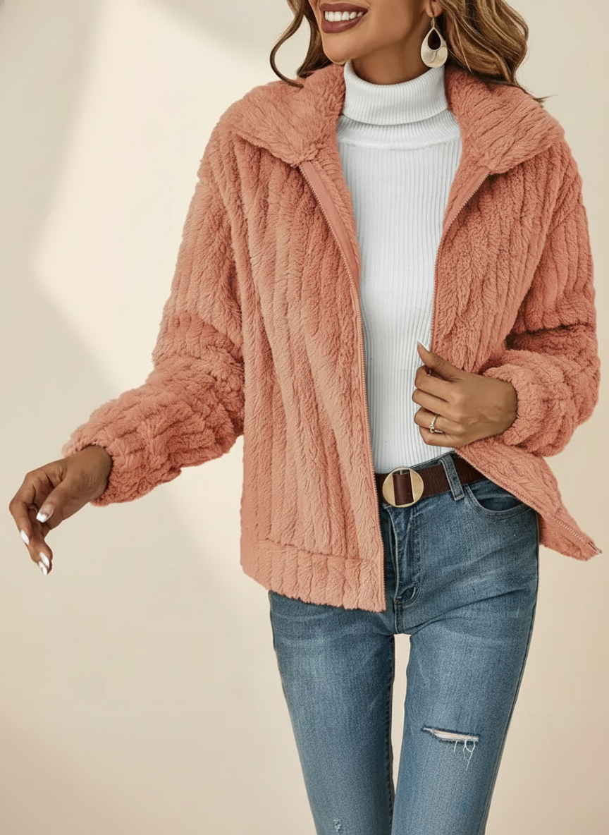 Women's Zipper Jacket Spread Collar - Vonnera