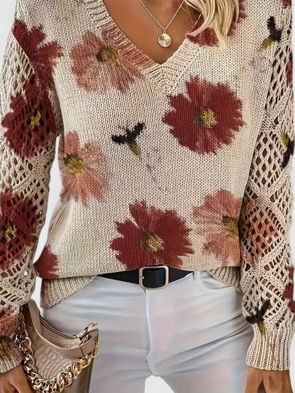 Elegant Women's Floral Sweater