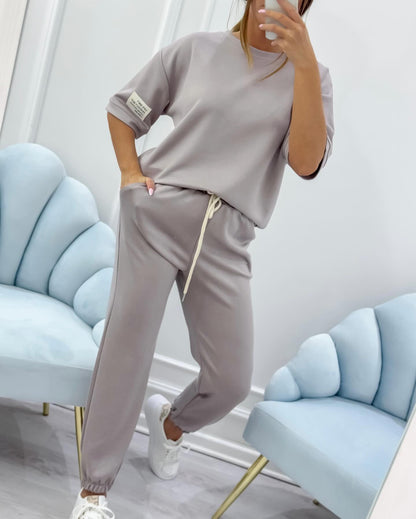 Women's Two Piece Short Sleeve Jogger Set
