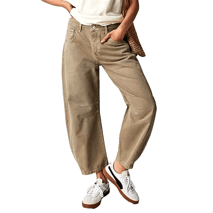 Mid-Rise Barrel Denim Jeans