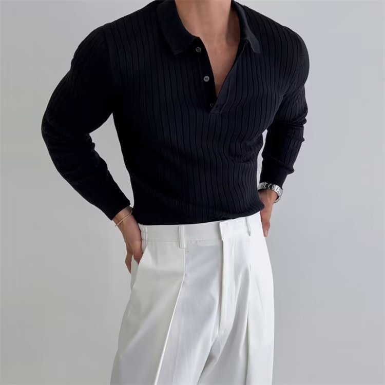 Men's Slim Fit Polo Shirt Long Sleeve