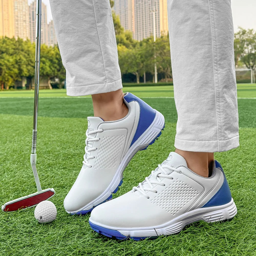 Mens Golf Shoes Waterproof Leather Black