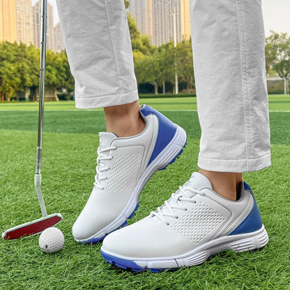 Mens Golf Shoes Waterproof Leather Black