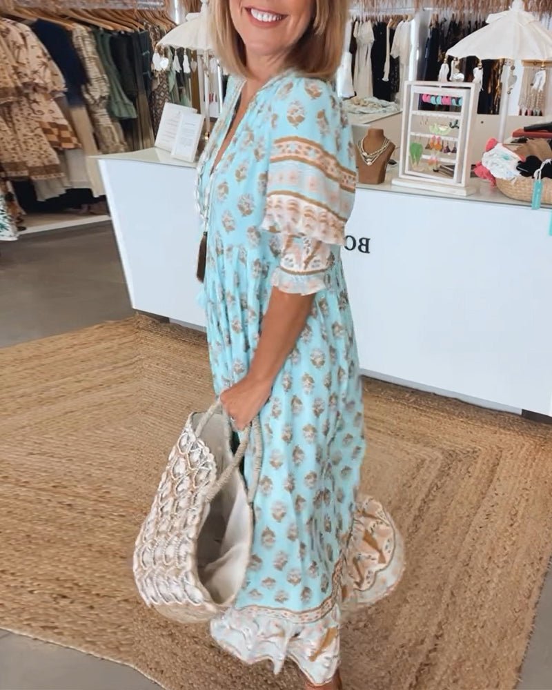 Women's Boho Midi Tassel Dress