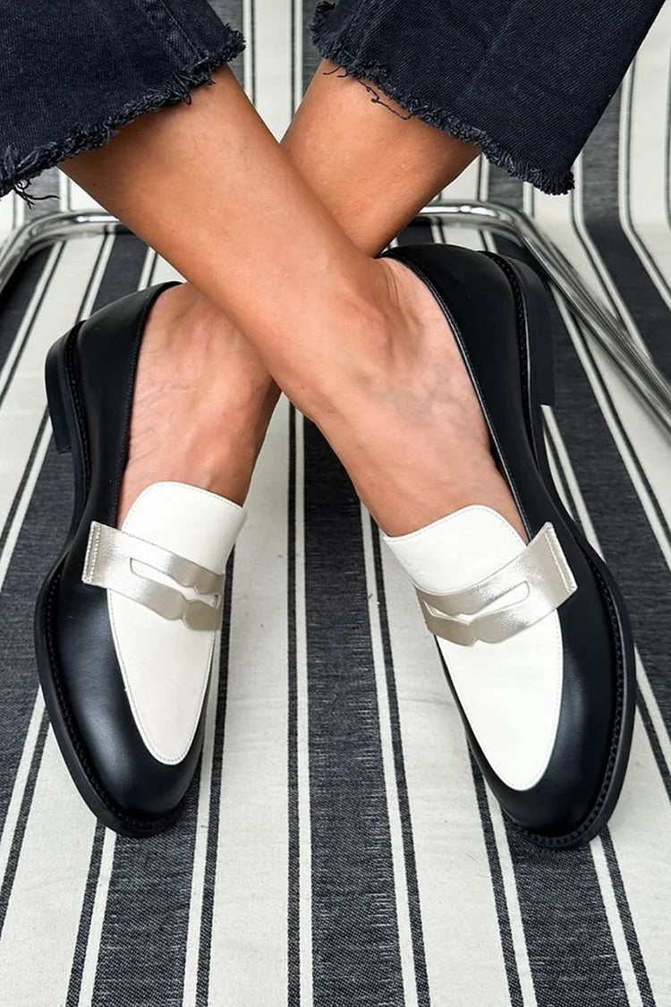Women's Two Tone Loafers Strap Style