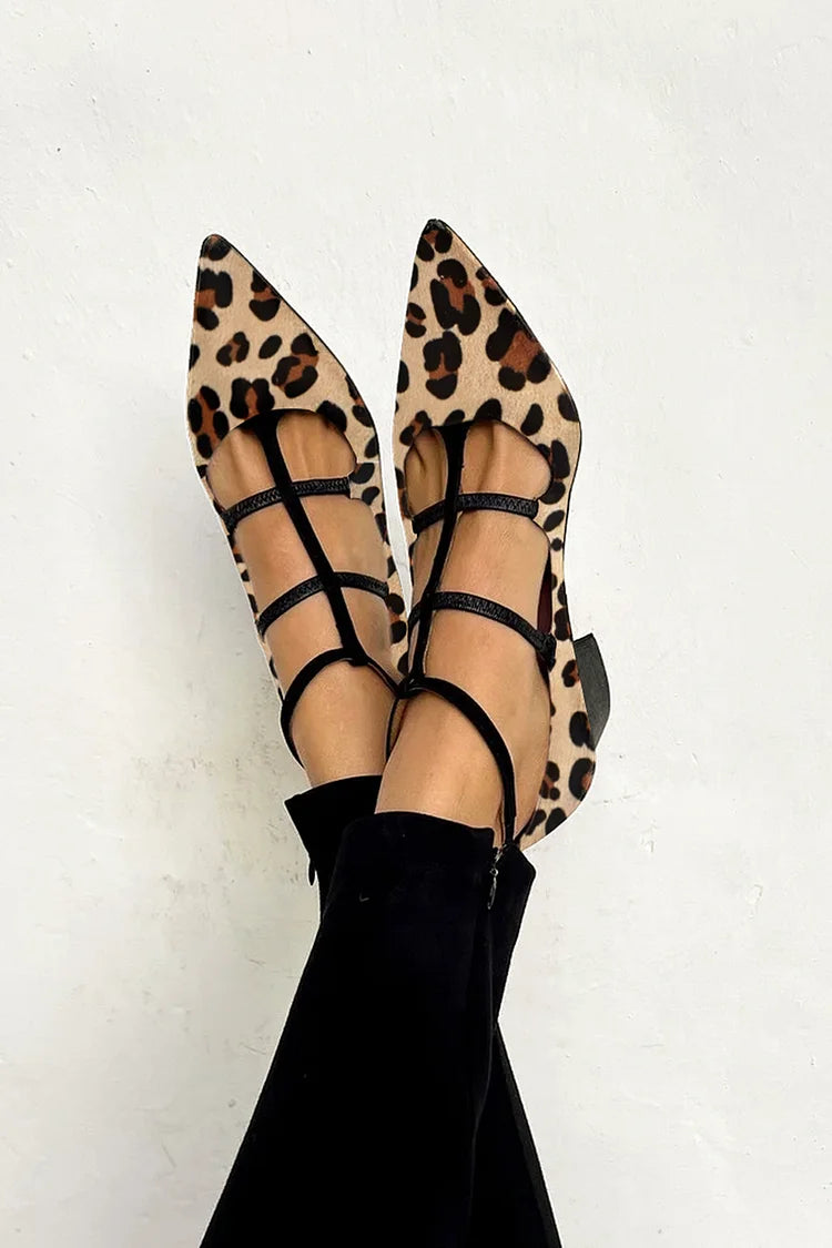 Women's Leopard Print Strap High Heels - Vonnera