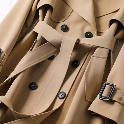 Women's Double-Breasted Trench Coat Classic Water-Resistant