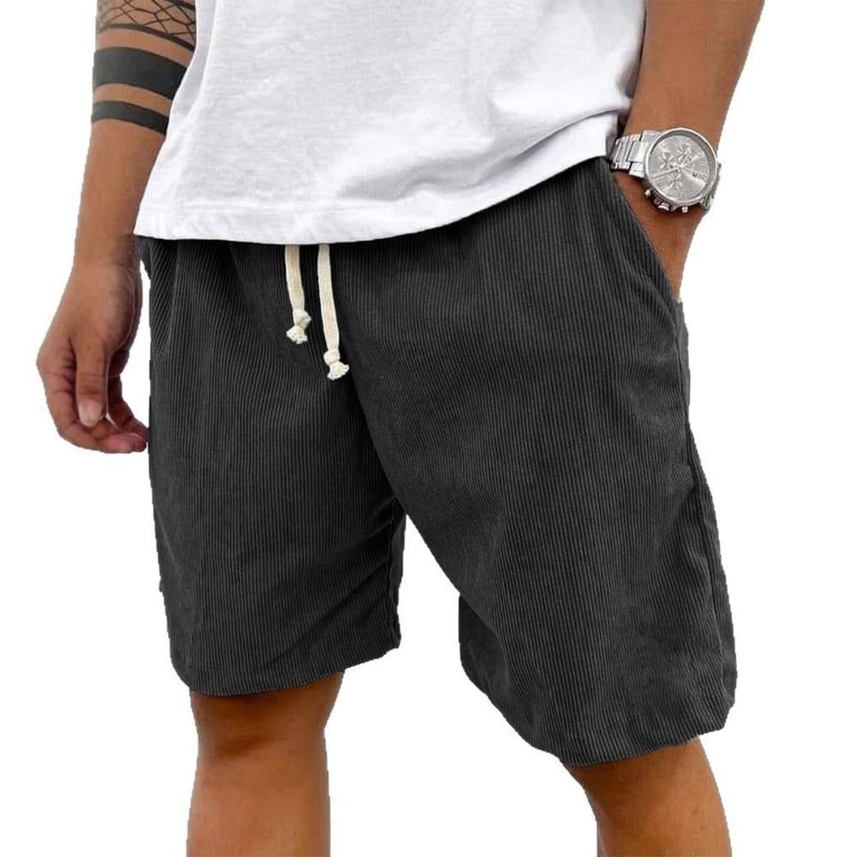 Men's Striped Shorts Drawstring Waist