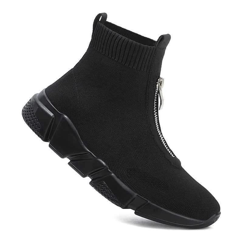 Women's Knit Ankle Boots Side Zipper