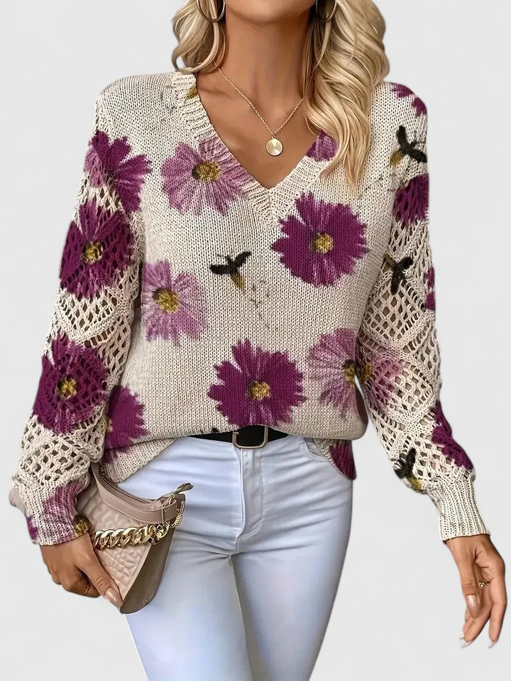 Elegant Women's Floral Sweater