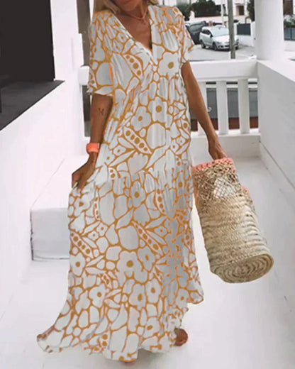 Women's Floral Maxi Dress V Neck