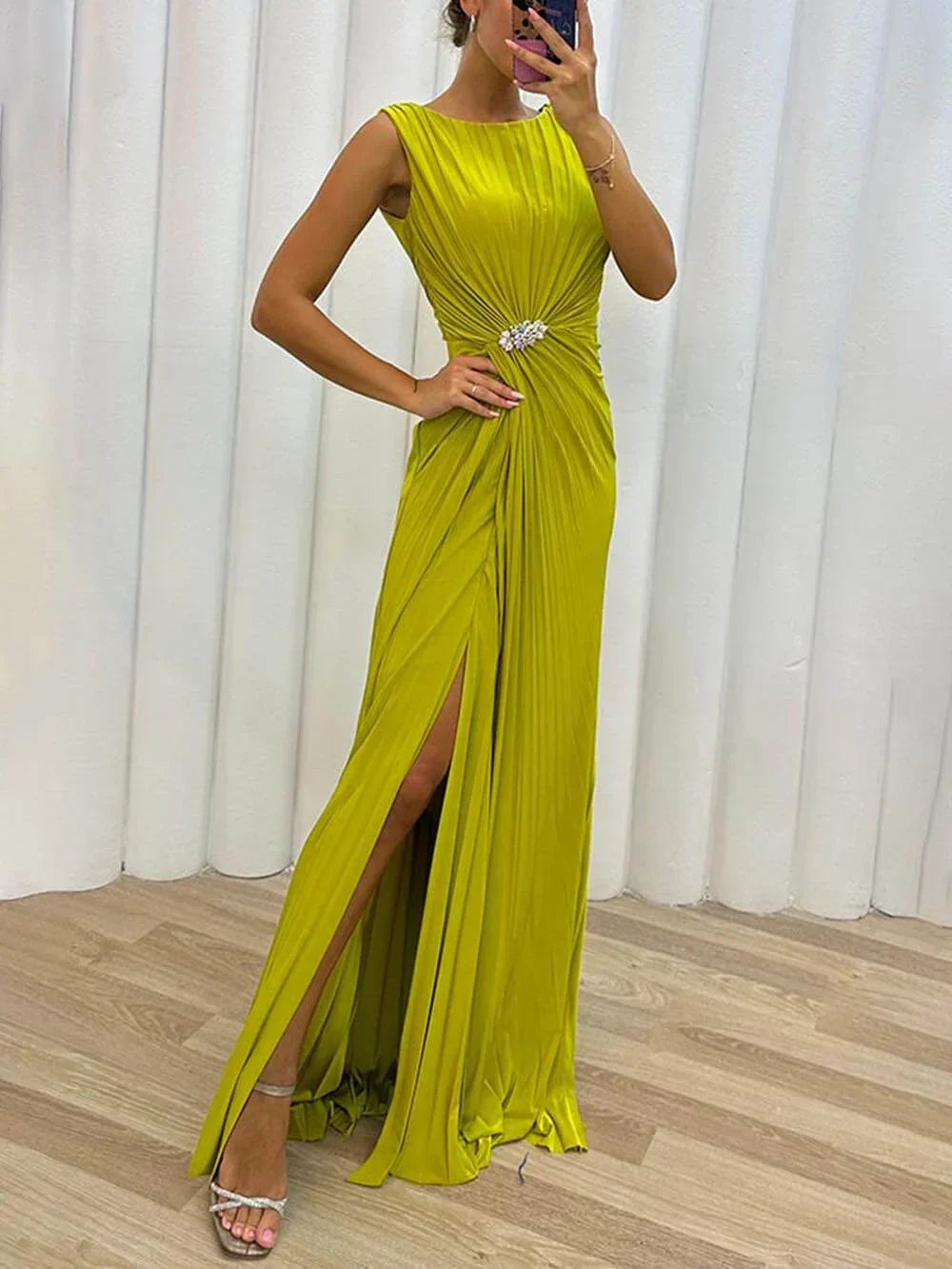 Women's Pleated Maxi Dress Evening Wear - Vonnera