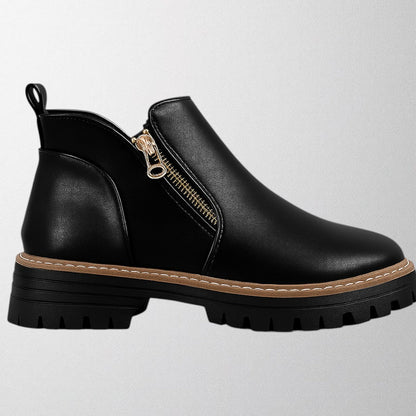 Women's Ankle Boots Rounded Toe Zipper Style - Vonnera