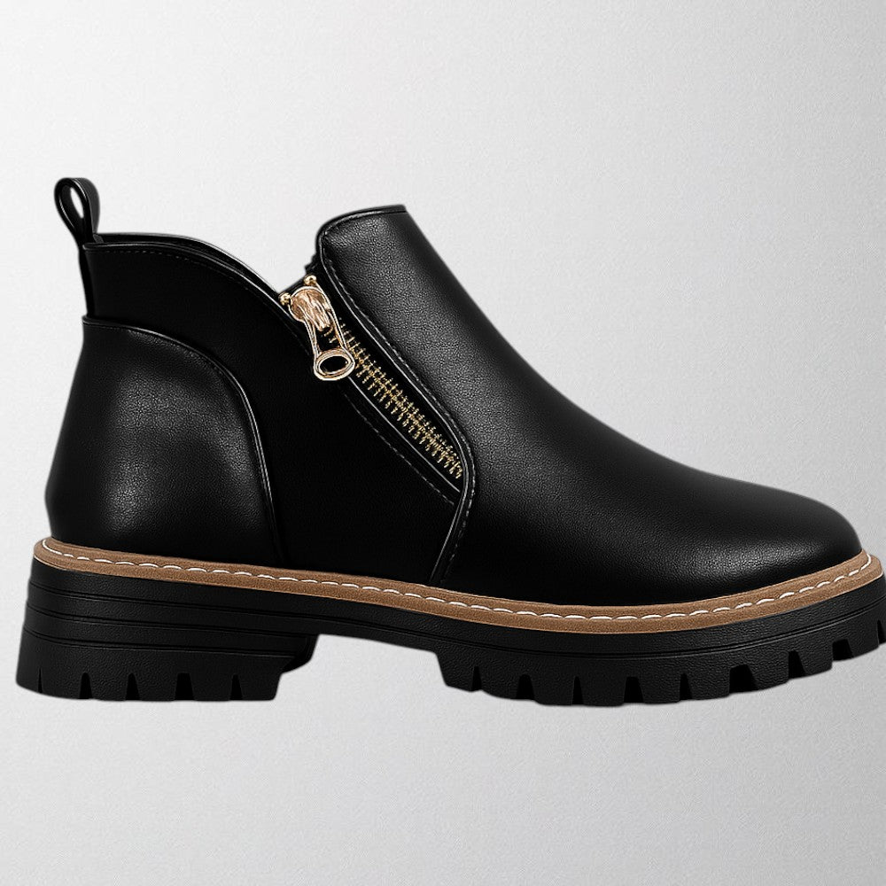 Women's Platform Ankle Boots Zip Design - Vonnera